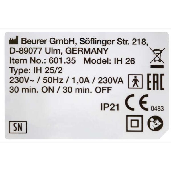 may xong khi dung beurer ih26 17